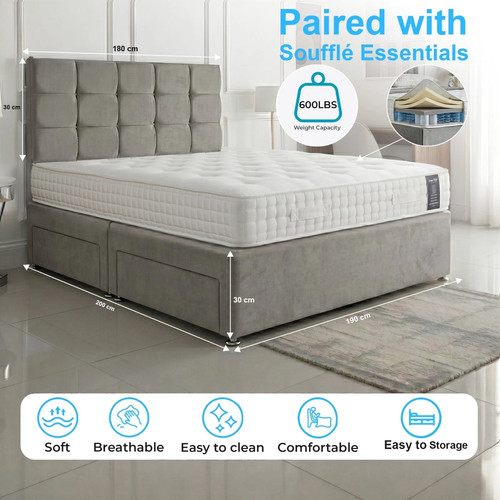 Luxury grey fabric divan - grey, bed