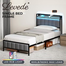 Levede Single Bed Frame LED